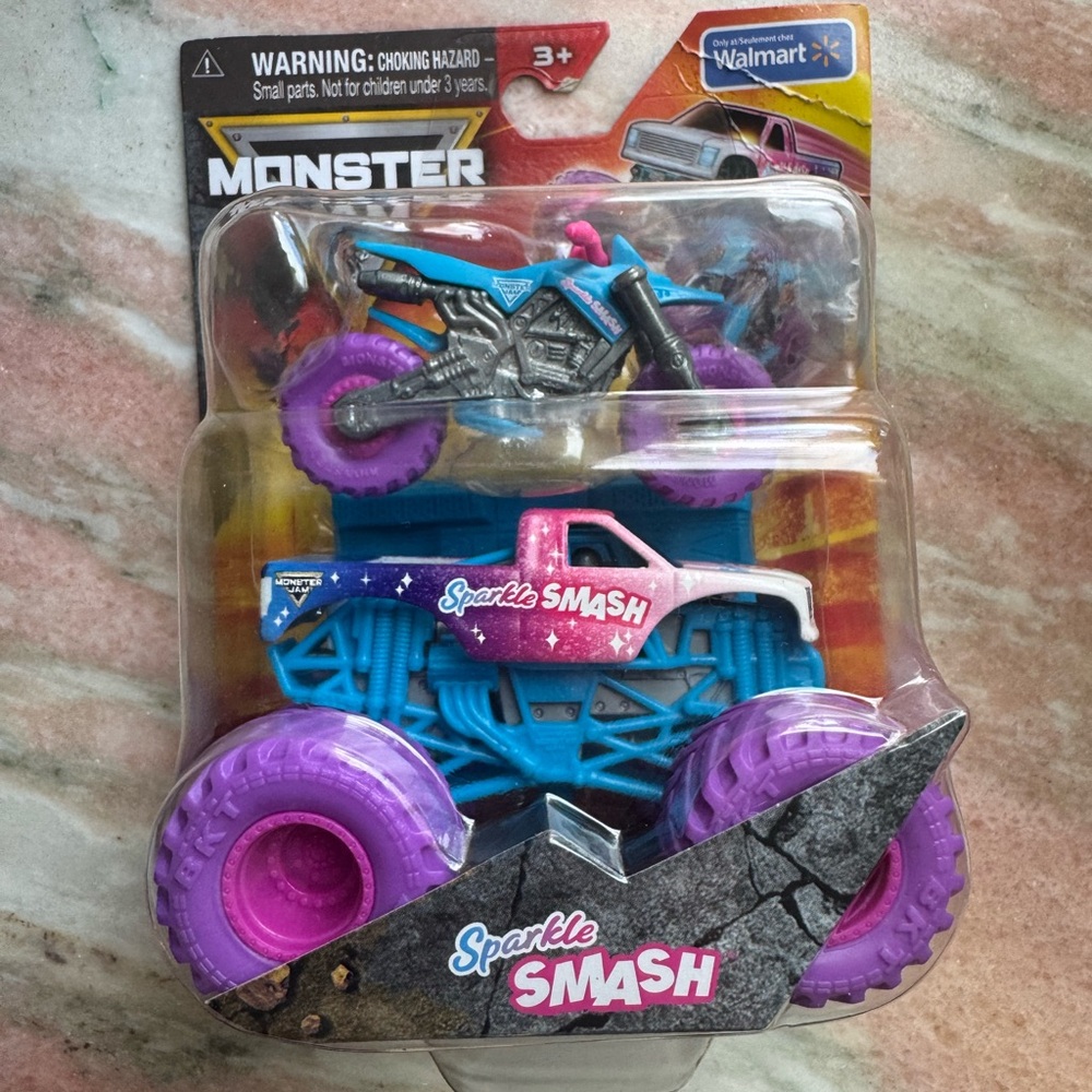 Sparkle Smash Monster Truck & Bike Playset - Pink, Purple & Blue